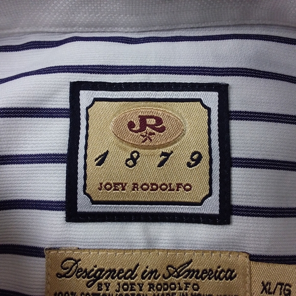 Joey Rodolfo 1879 NWT Men's Dress Shirt Button Front L/S Point Collar Striped - Picture 9 of 11